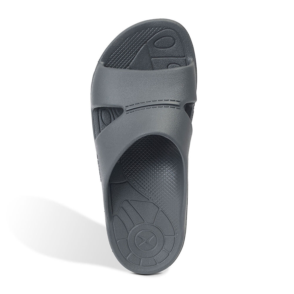 Aetrex Men's Bali Orthotic Slippers - Charcoal | USA OL6ZH0M